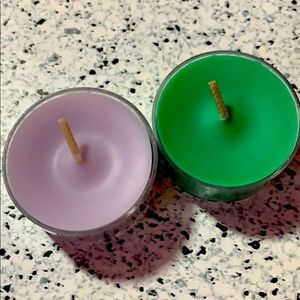 lavender and green mini candles